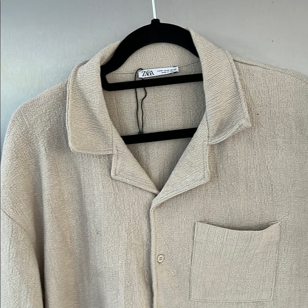 Zara Tan Casual Button Down Shirt